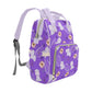 Bright Purple Hippos Multipurpose Backpack/Diaper Bag