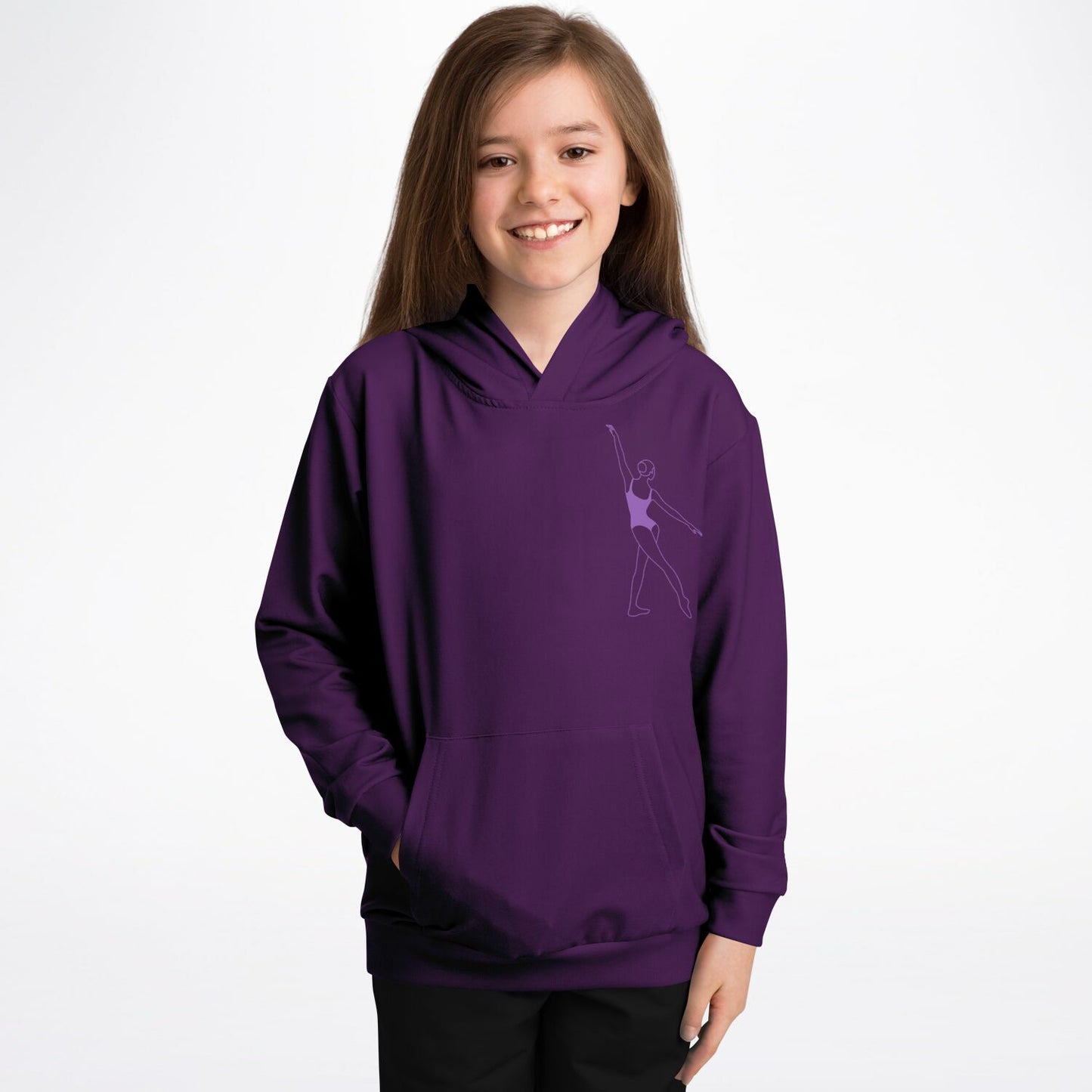 Purple Gymnast Girl Kids Hoodie