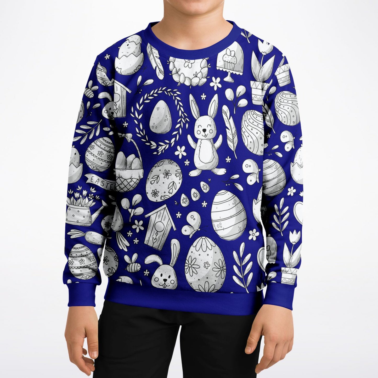 Easter Dark Blue Poly Kids Sweatshirt