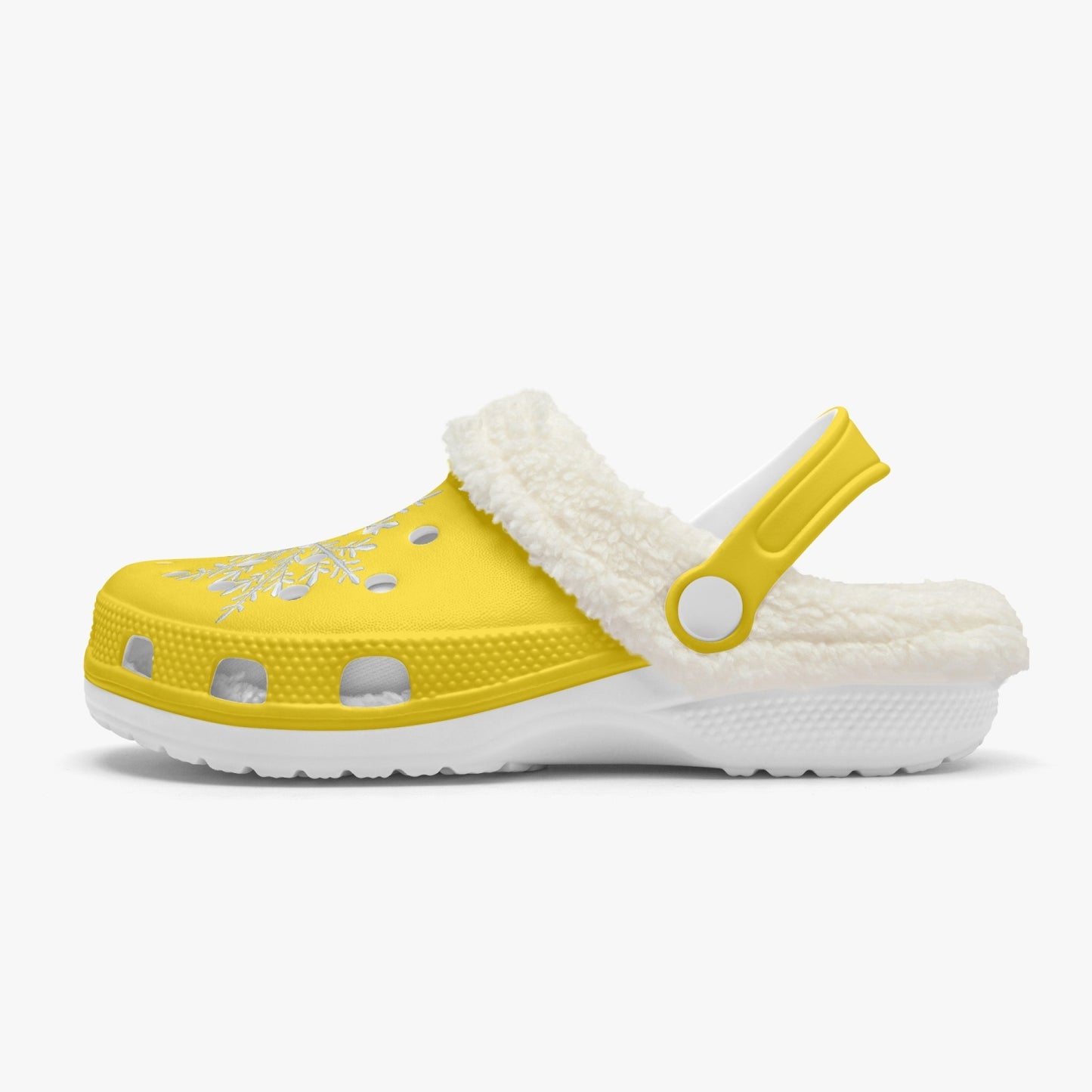 Yellow Snowflakes Lined  Clogs (Big Kids to Adult Sizes)