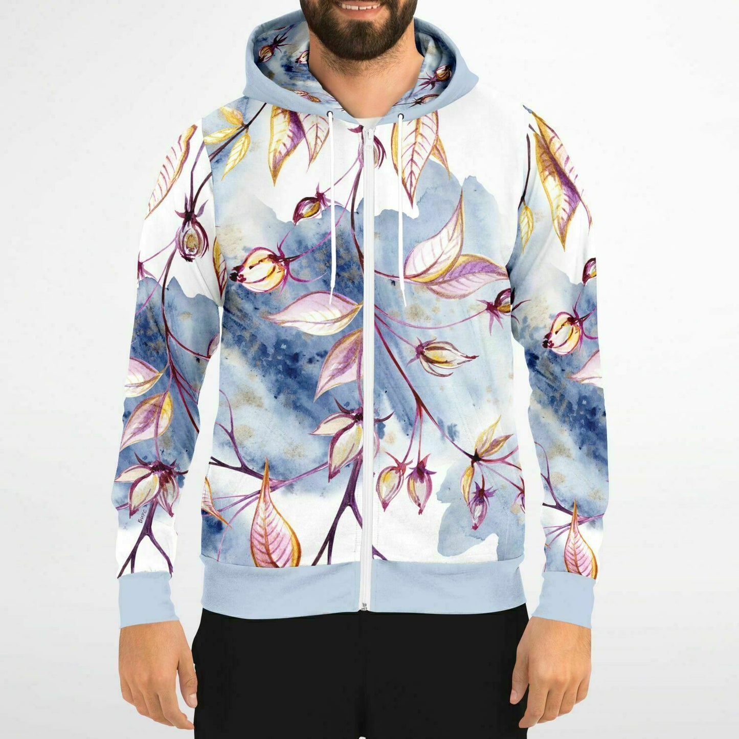 Blue Leaves Zip Hoodie Unisex - custom