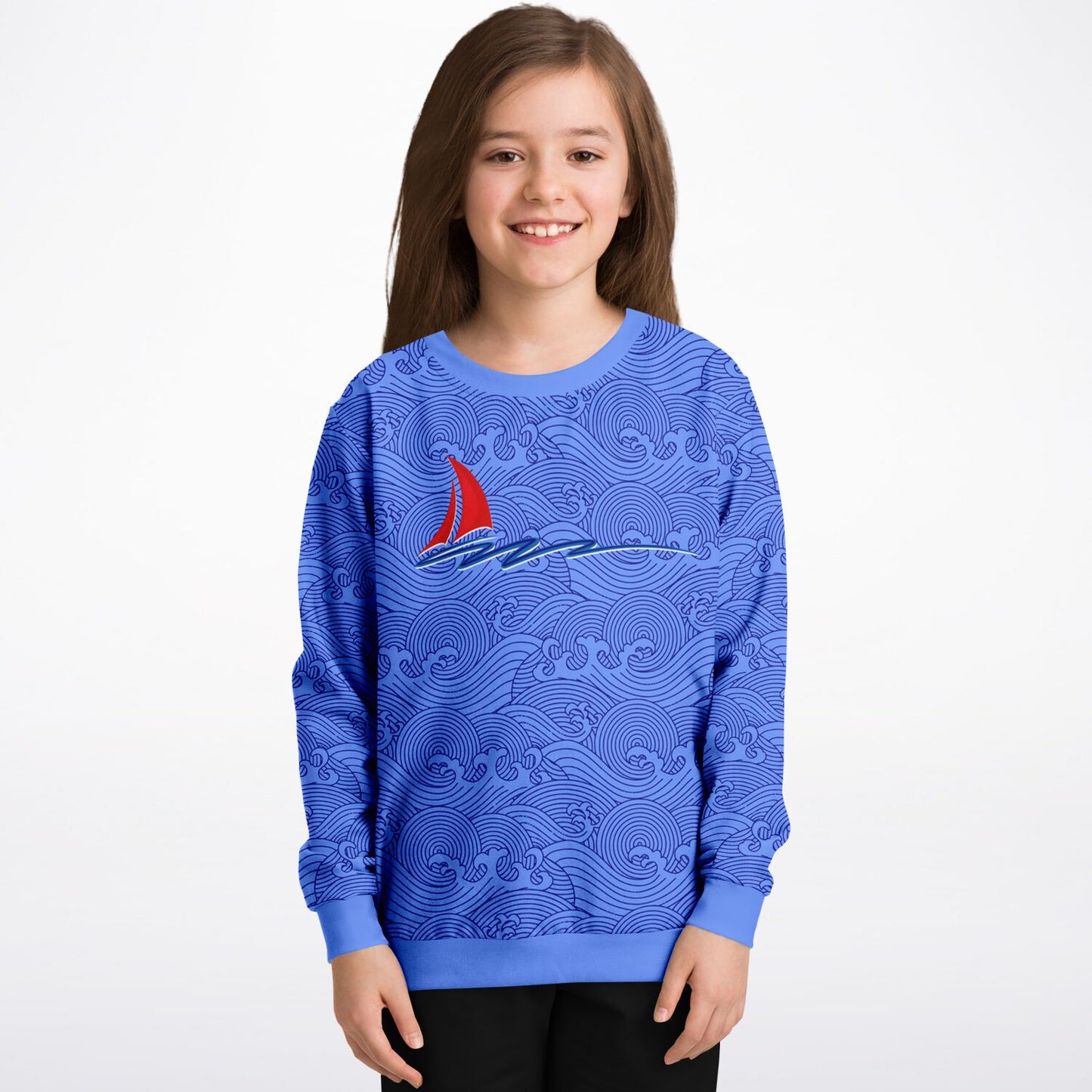 Waves and Ship Kids Poly Swearshirt