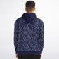 Blue Silver Leaves Zip Hoodie - extra bright