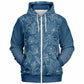 Blue Leaves Zip Hoodie Unisex