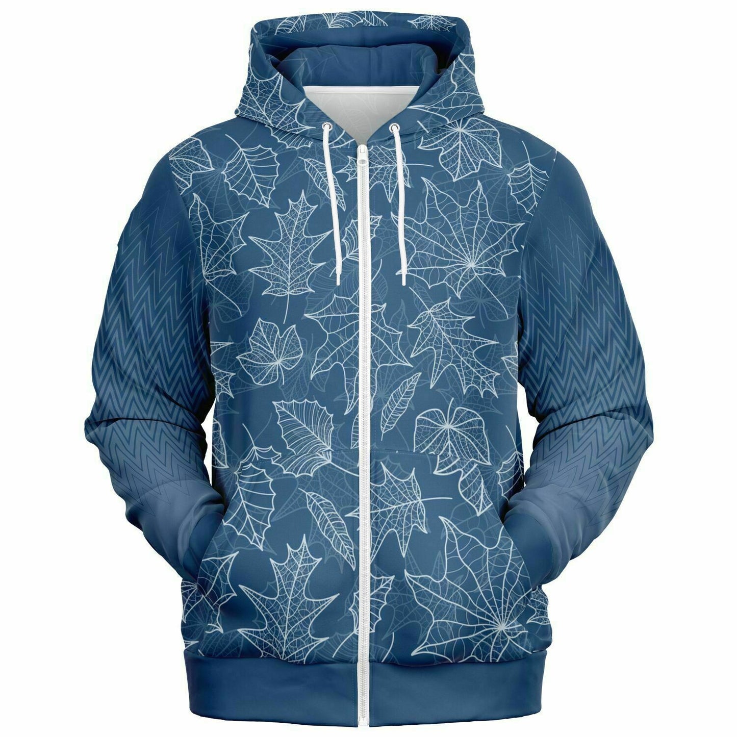 Blue Leaves Zip Hoodie Unisex