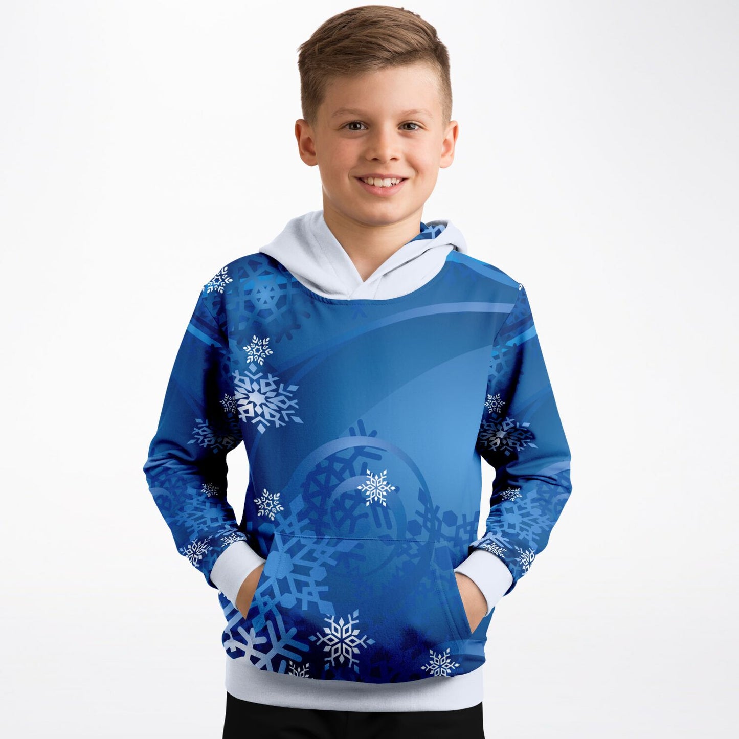 Blue Snowflakes Kids Hoodie 2