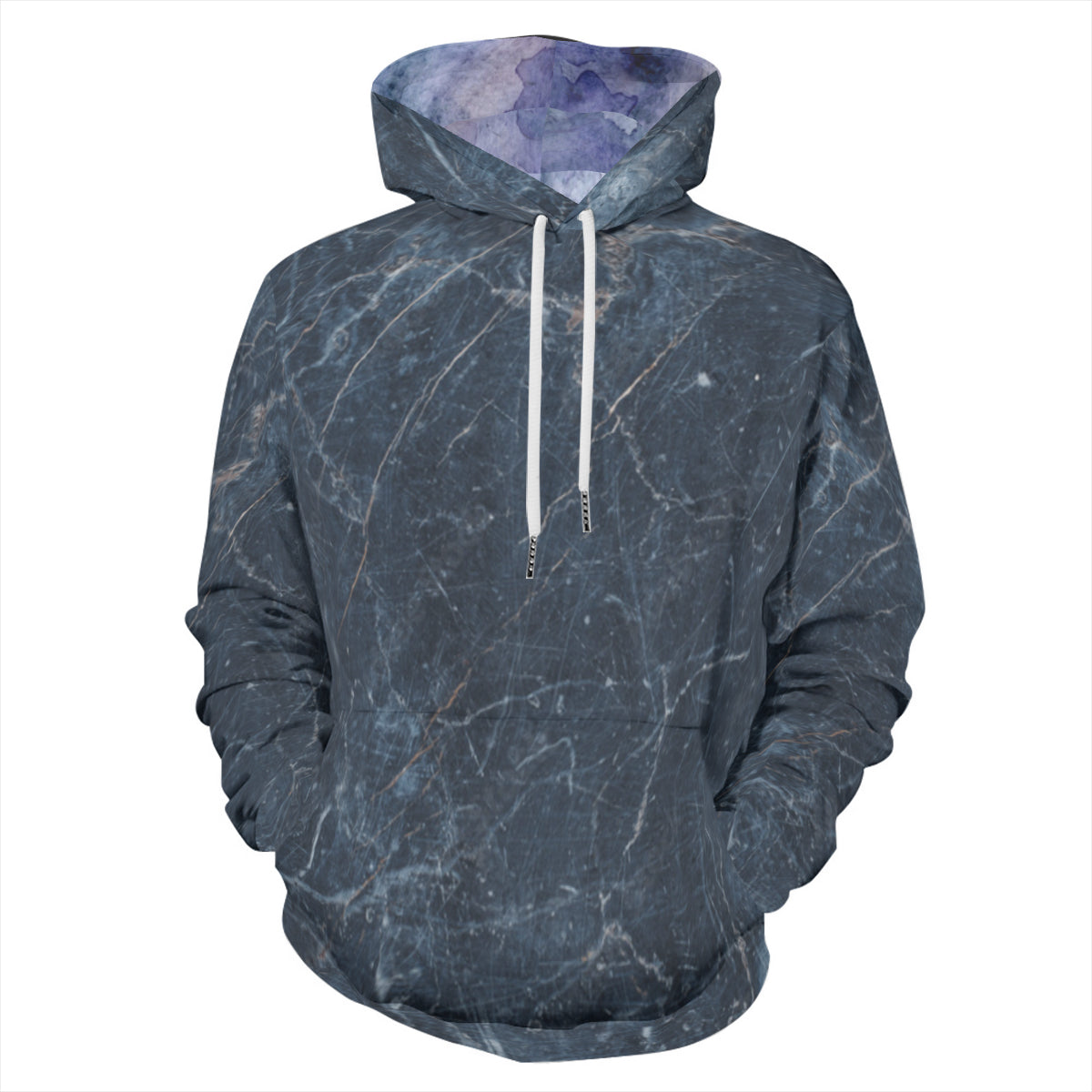 Marble Cotton Hoodie - grey