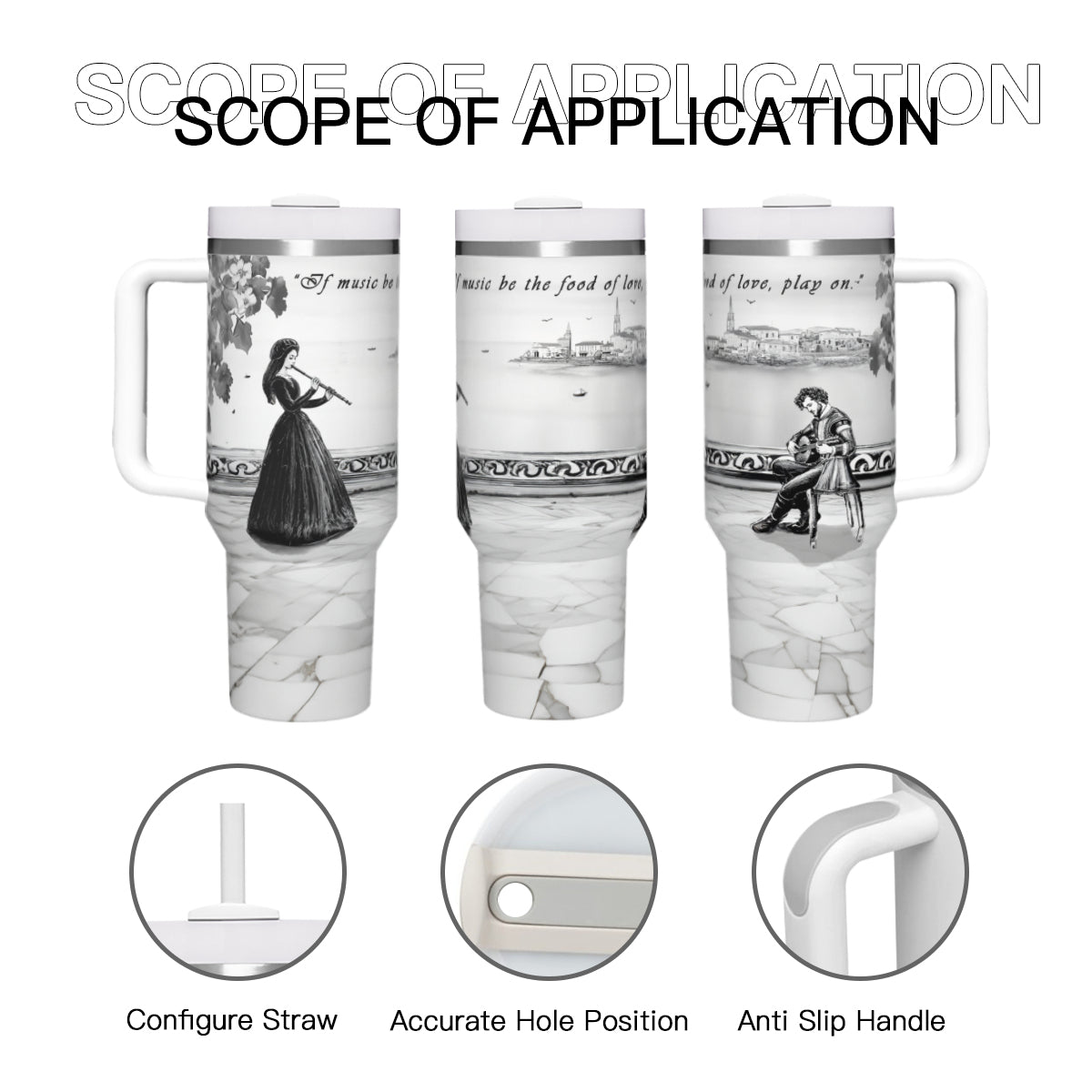 Large Capacity Tumbler with Handle(1100ml/40oz) | Stainless Steel 304 - Musicians-mug2-7mug40