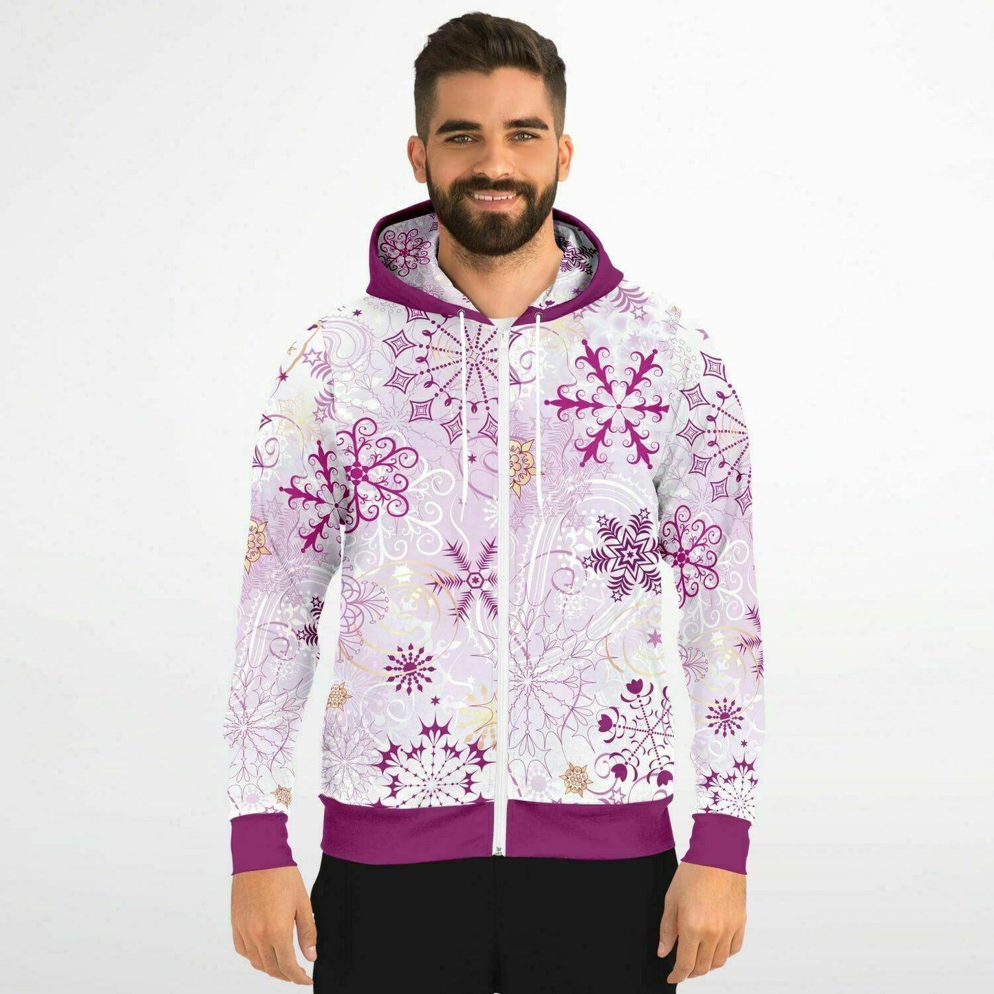 Purple Snowflakes Zip Hoodie