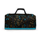 Dark Brown -Blue Flowers Duffle Bag