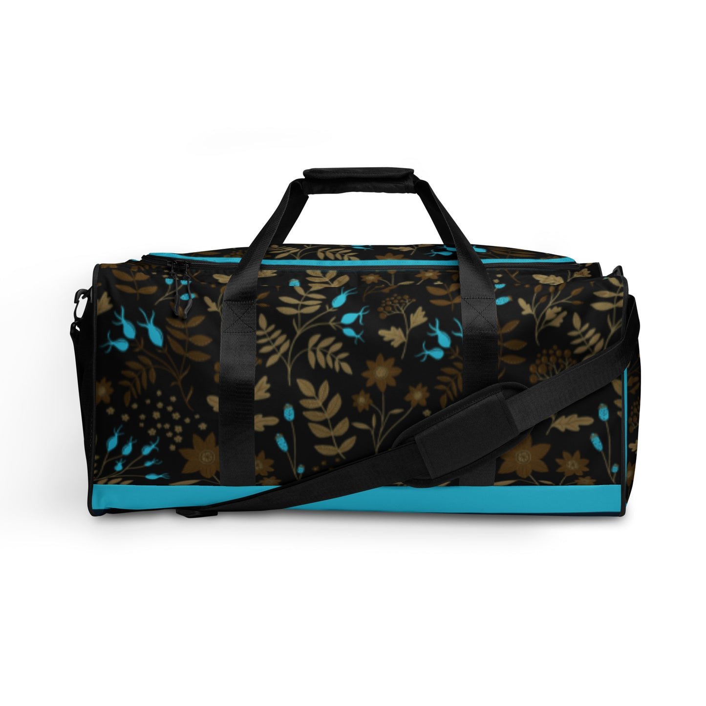 Dark Brown -Blue Flowers Duffle Bag