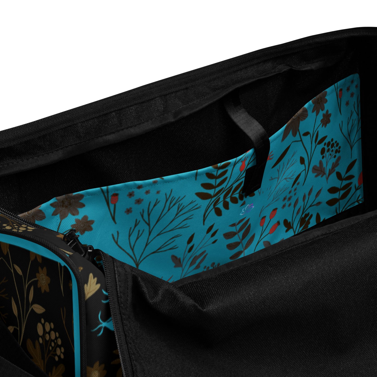 Dark Brown Fall Flowers Duffle bag