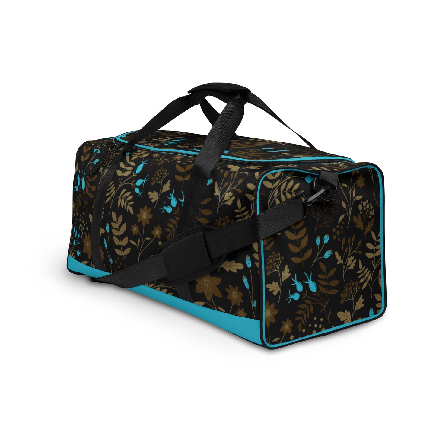Dark Brown Fall Flowers Duffle bag