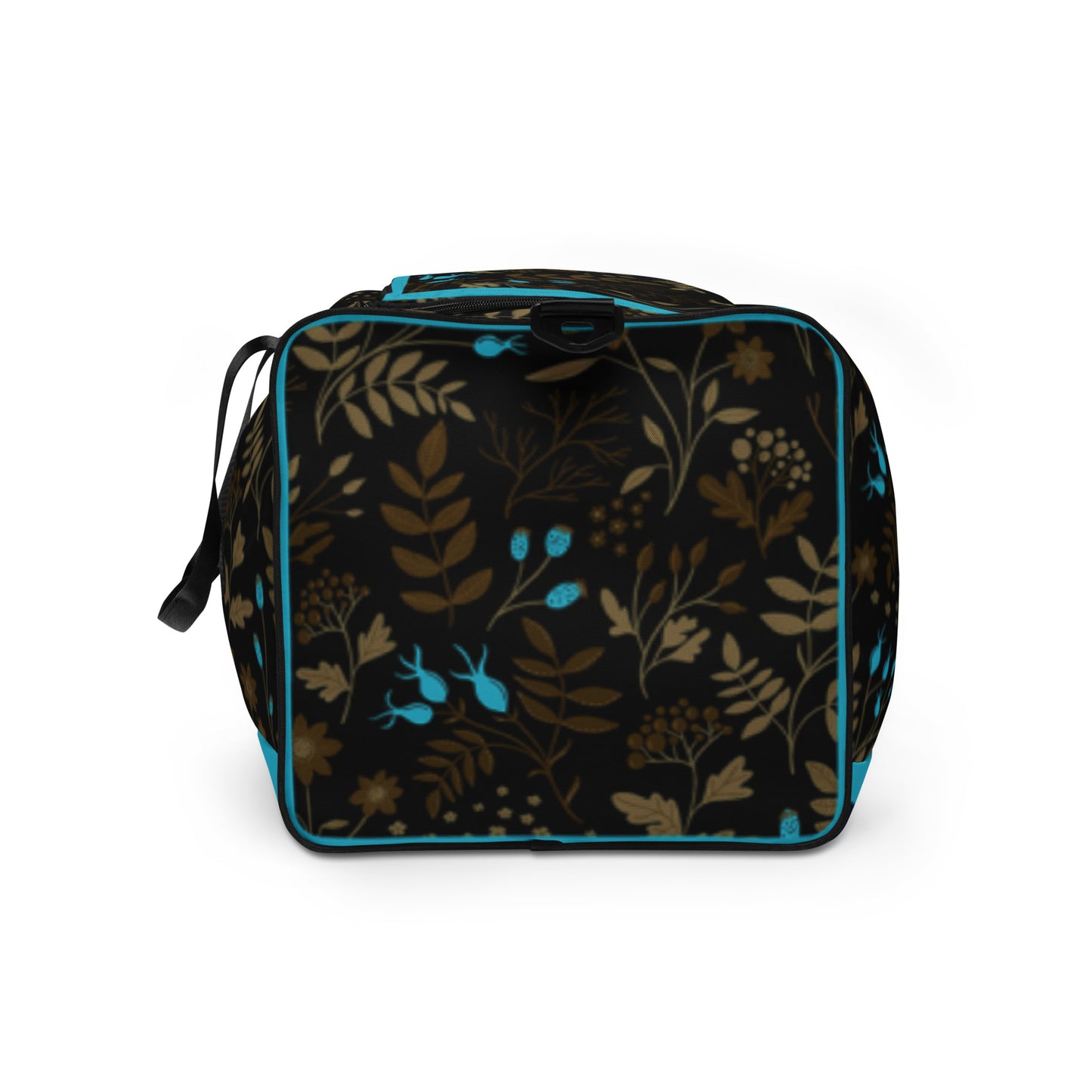 Dark Brown -Blue Flowers Duffle Bag