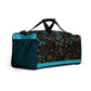Dark Brown -Blue Flowers Duffle Bag