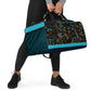 Dark Brown -Blue Flowers Duffle Bag