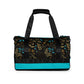 Dark Brown-Blue Flowers Gym Bag
