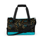 Dark Brown-Blue Flowers Gym Bag