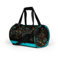 Dark Brown-Blue Flowers Gym Bag