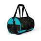 Dark Brown-Blue Flowers Gym Bag