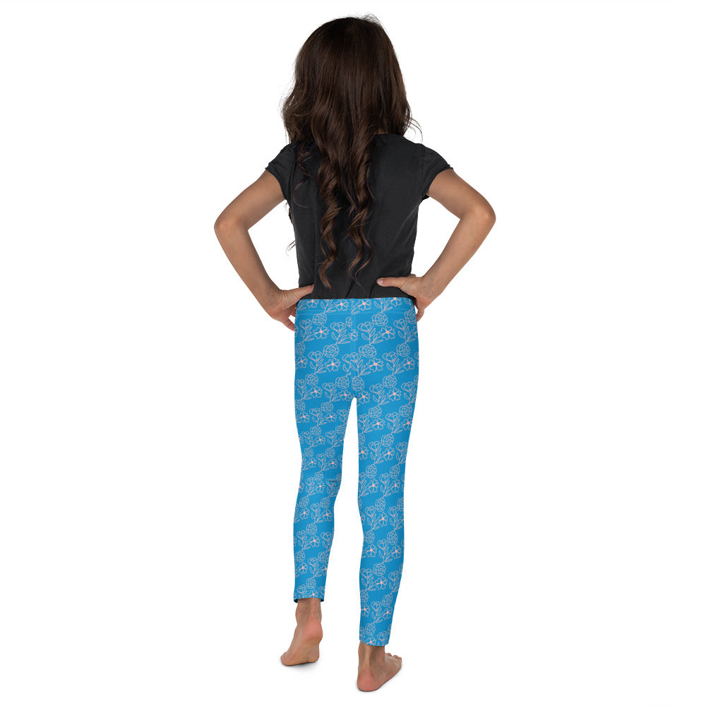 Rose Pattern Blue Kid's Leggings