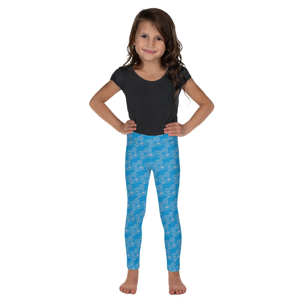 Rose Pattern Blue Kid's Leggings