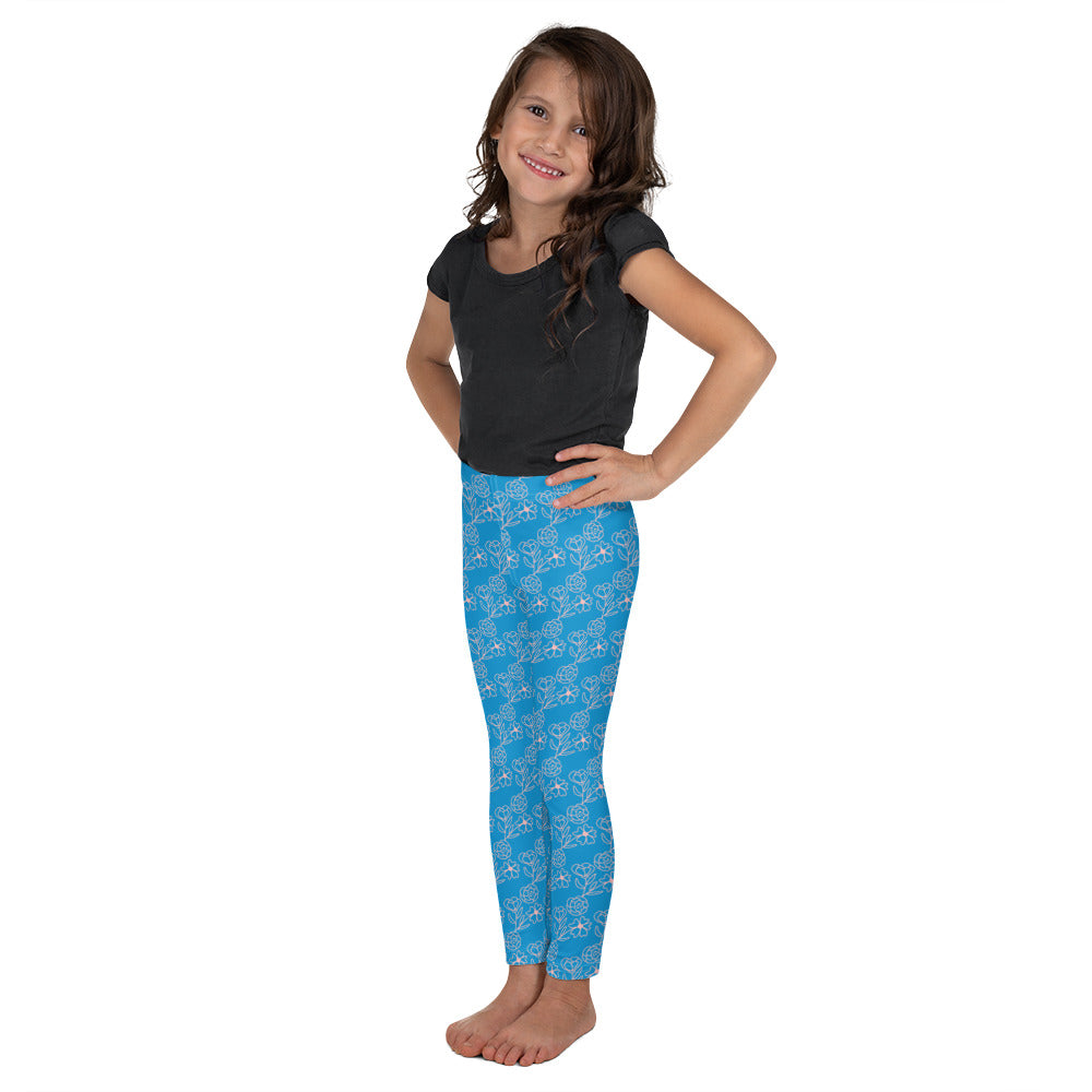 Rose Pattern Blue Kid's Leggings