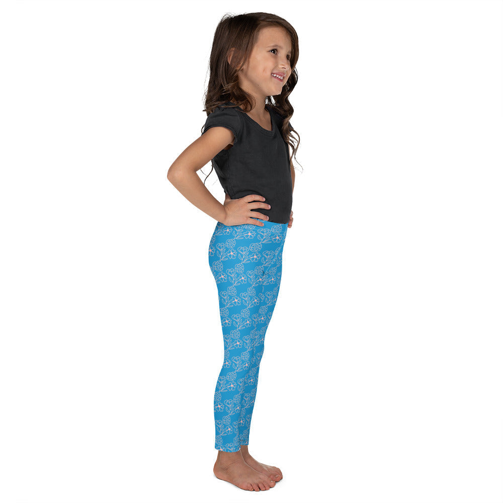 Rose Pattern Blue Kid's Leggings