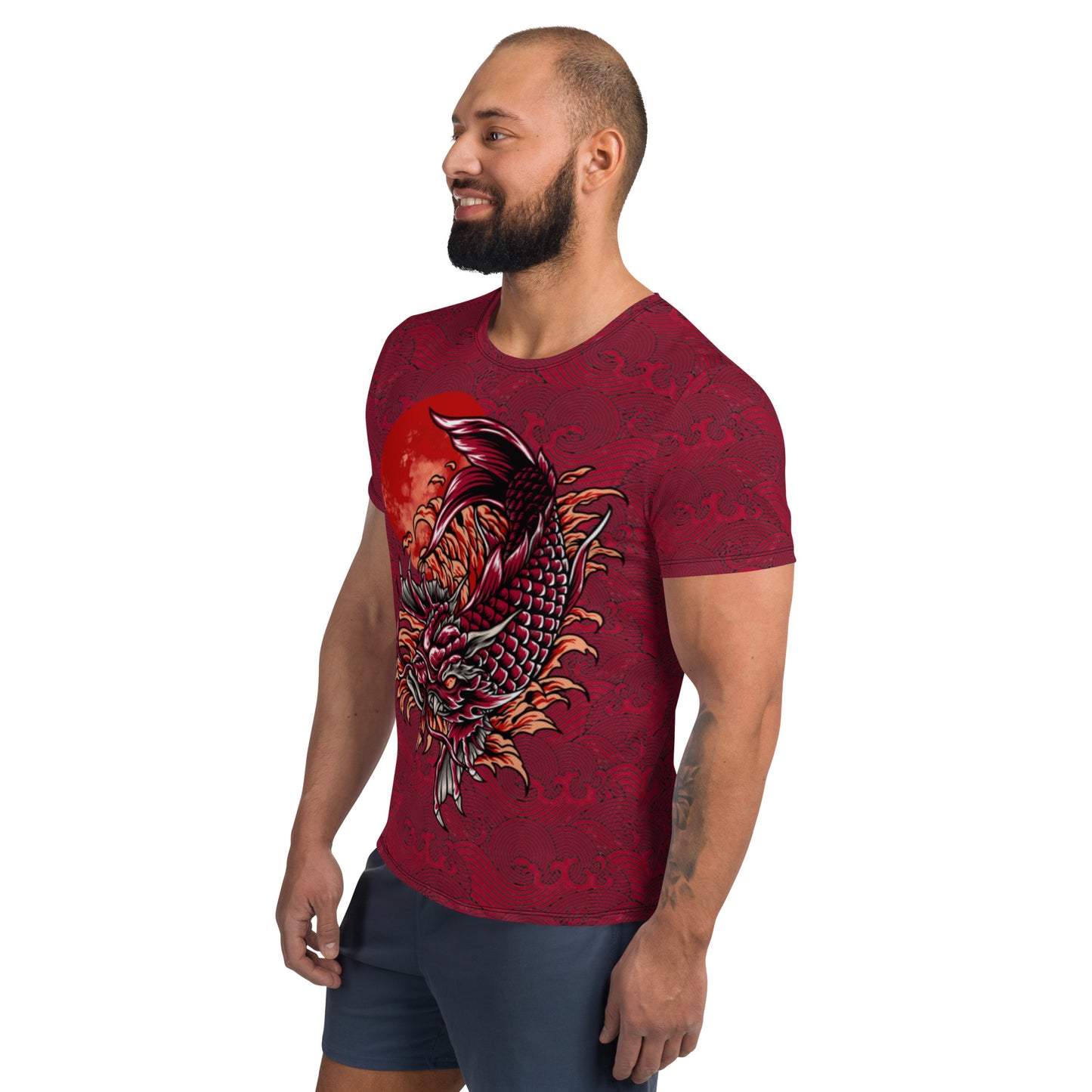 Japanese Dragon Fish Men's Athletic T-shirt