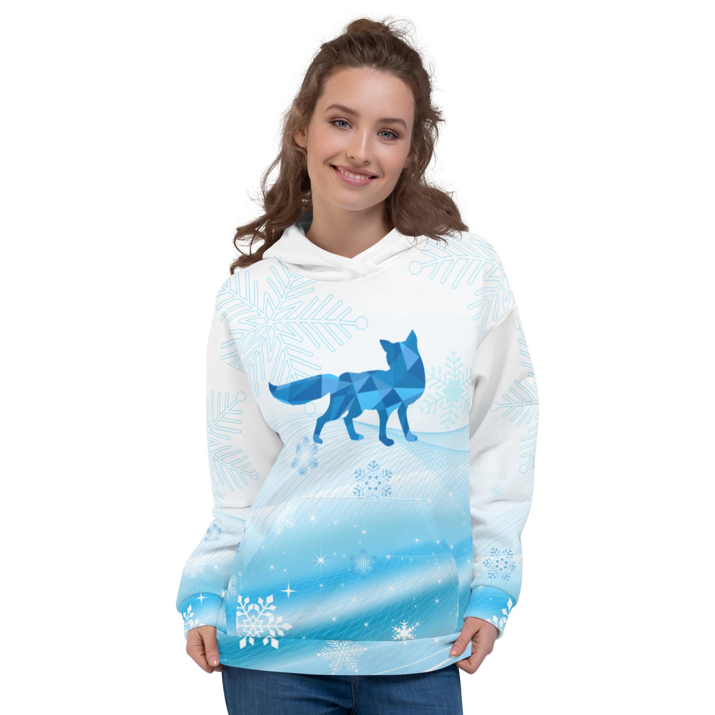 Blue Winter Fox Unisex Hoodie