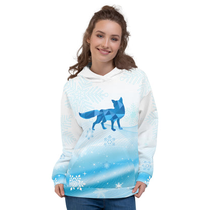 Blue Winter Fox Unisex Hoodie