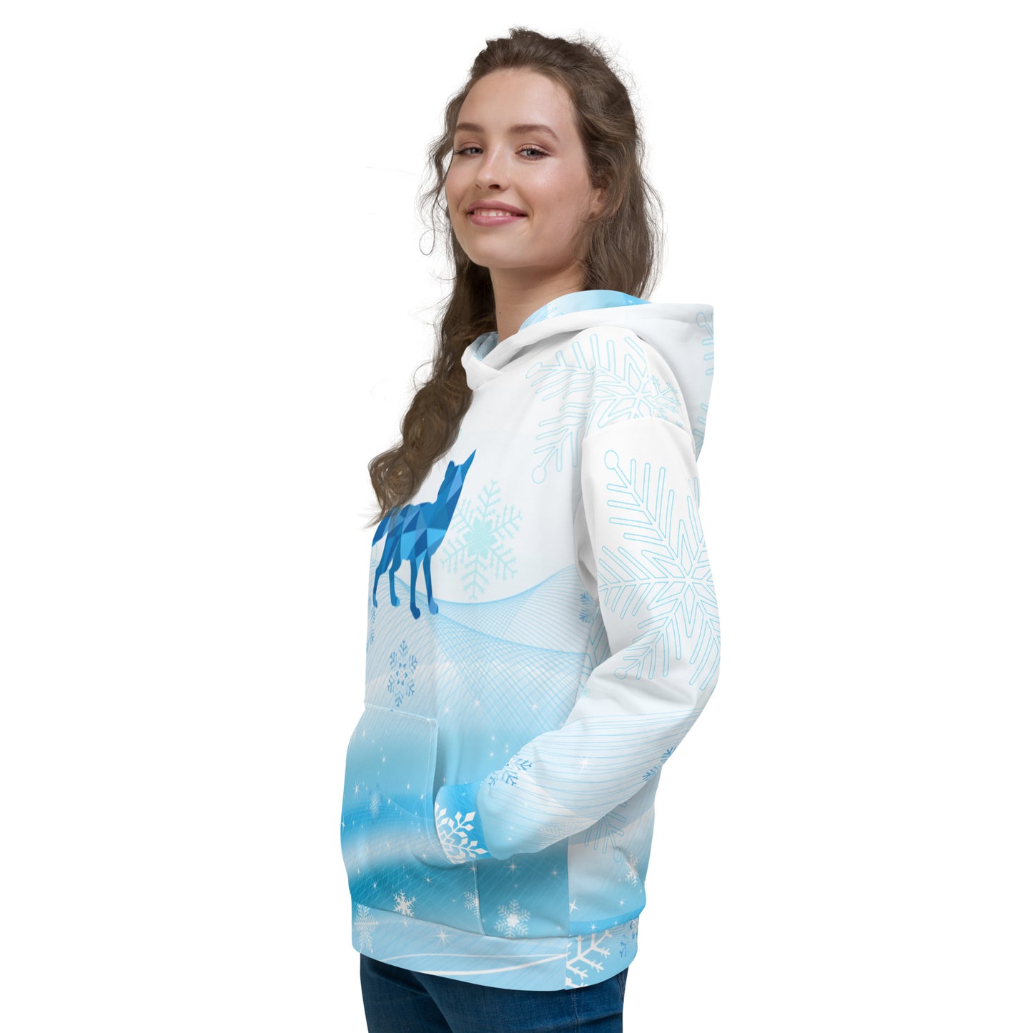 Blue Winter Fox Unisex Hoodie