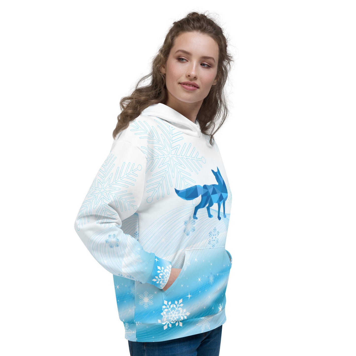 Blue Winter Fox Unisex Hoodie