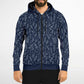 Blue Silver Leaves Zip Hoodie - extra bright
