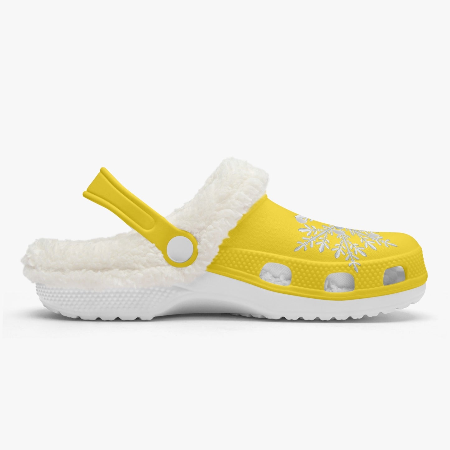 Yellow Snowflakes Lined  Clogs (Big Kids to Adult Sizes)