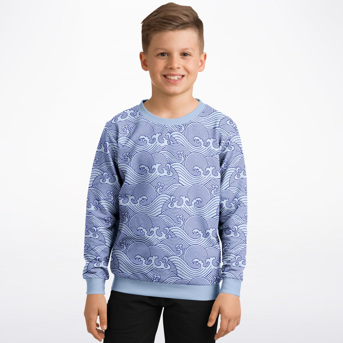 Waves Kids Poly Sweatshirt Light Blue