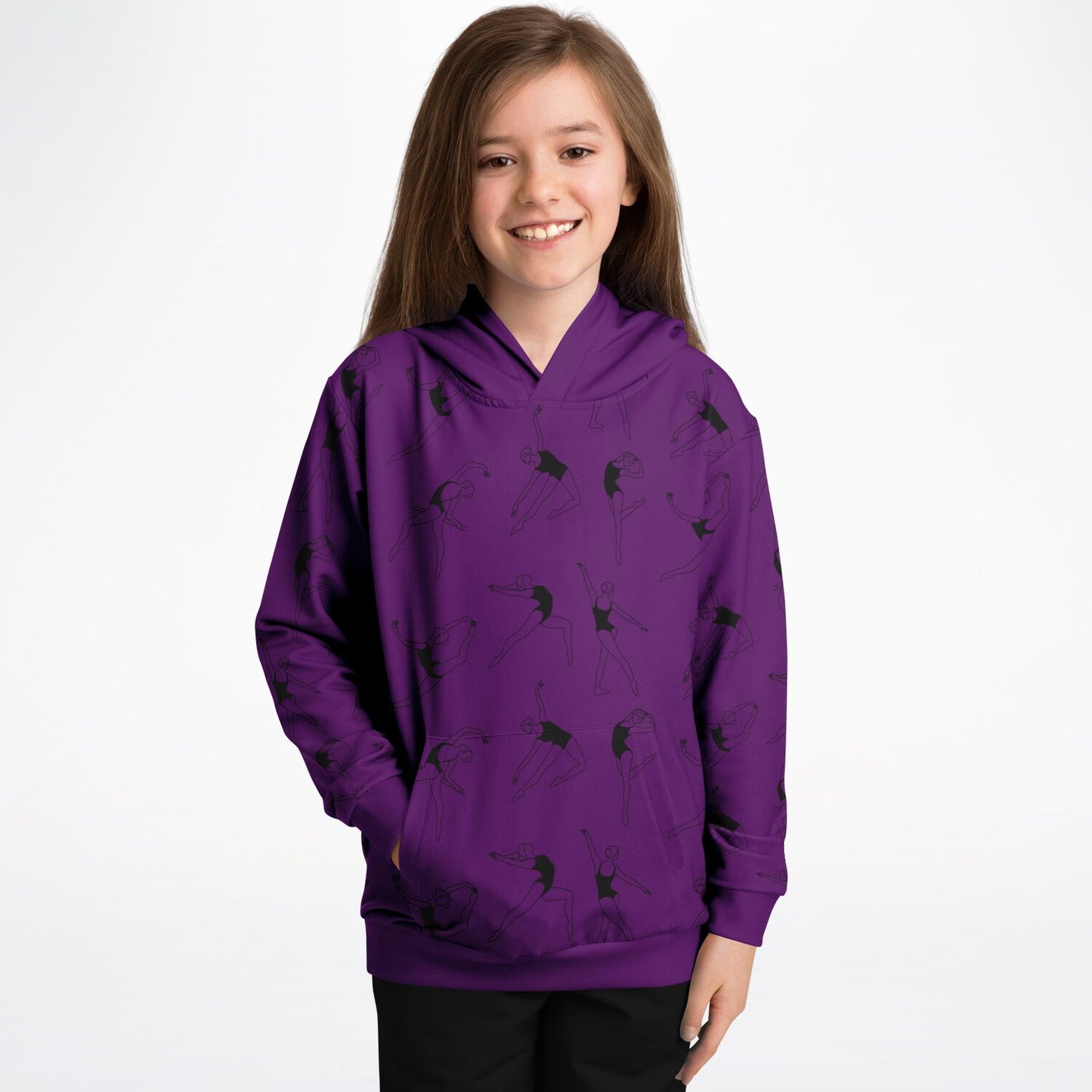 Purple Gymnastics 3 Kids Hoodie