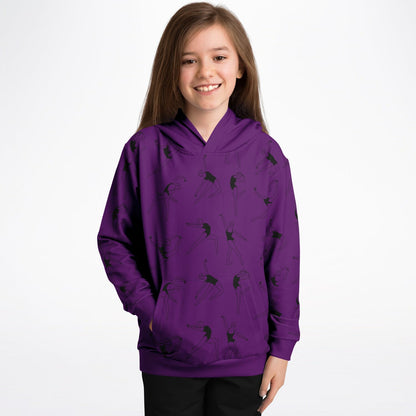 Purple Gymnastics 3 Kids Hoodie