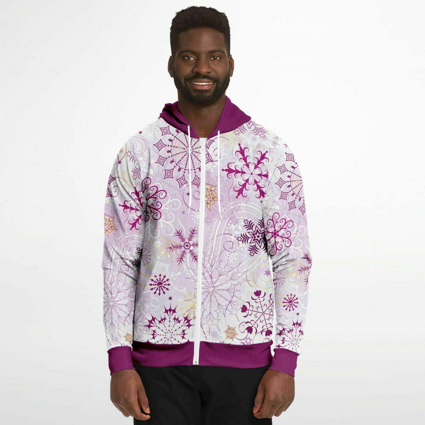 Purple Snowflakes Zip Hoodie