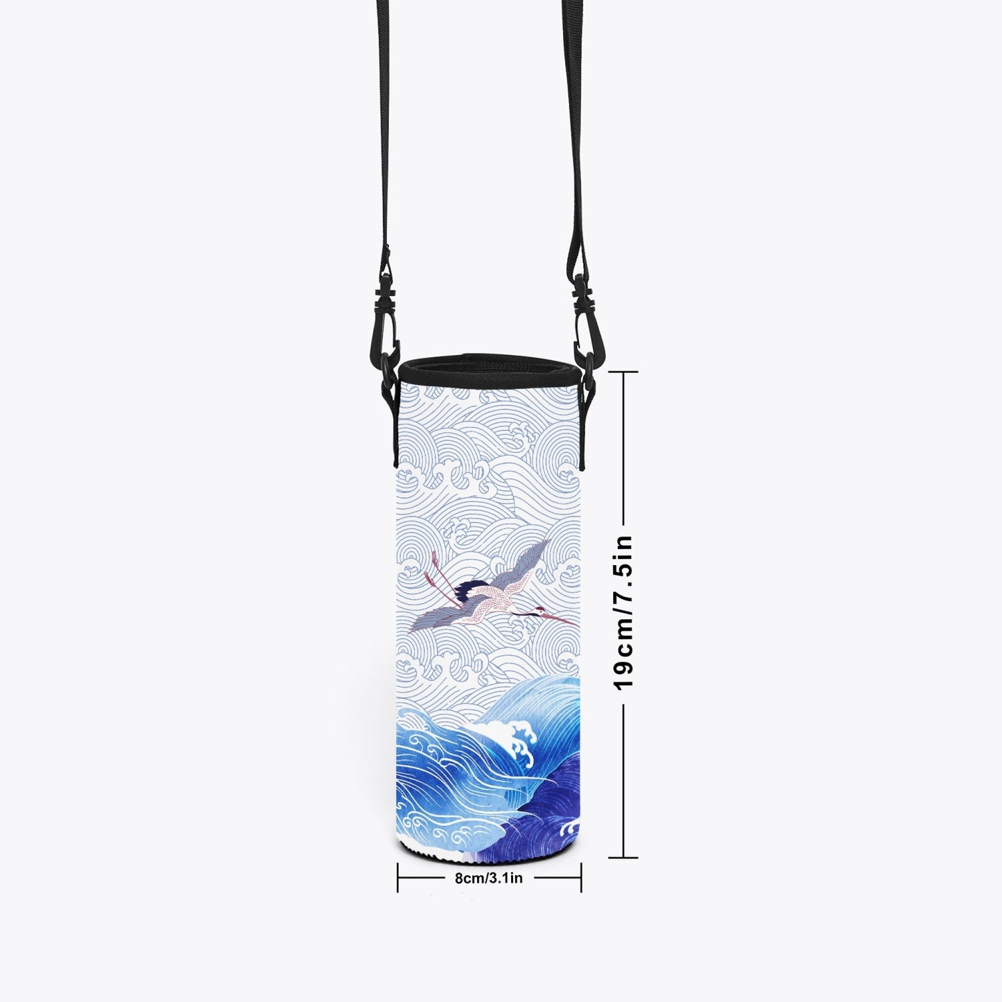 Waves & Cranes Vacuum Bottle Crossbody Bag (2 sizes)