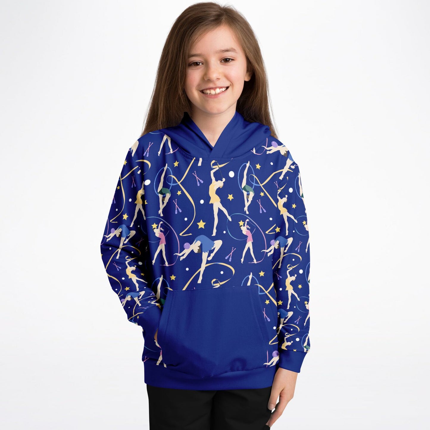 Blue Gymnastics Girl Kids Hoodie