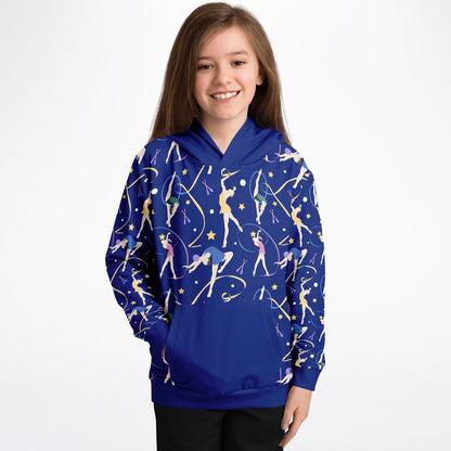 Blue Gymnastics Girl Kids Hoodie