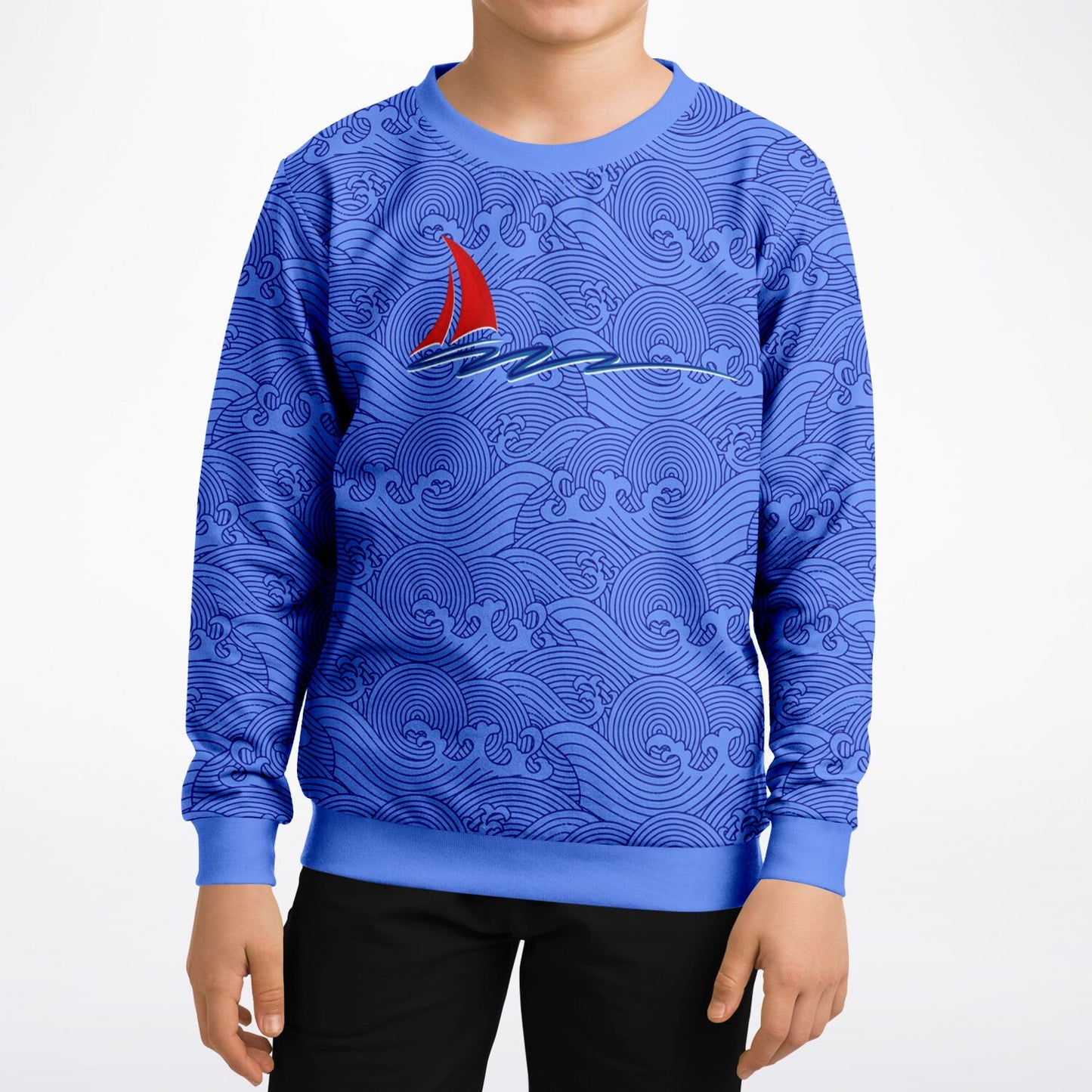 Waves and Ship Kids Poly Swearshirt