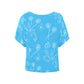 Dandelions on Bright Blue Women's Batwing-Sleeved Blouse
