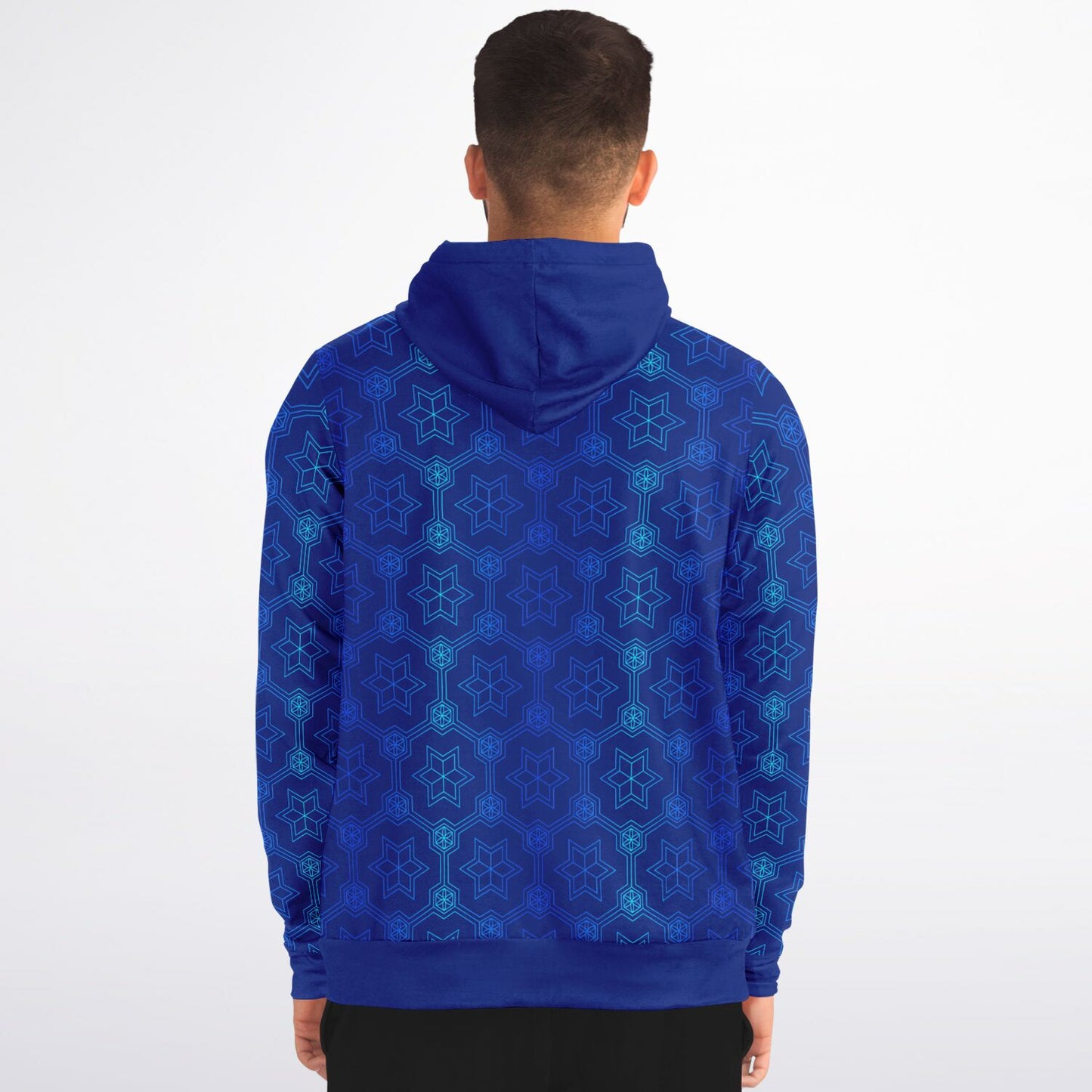 Blue Geometric 1 Zip Hoodie Unisex