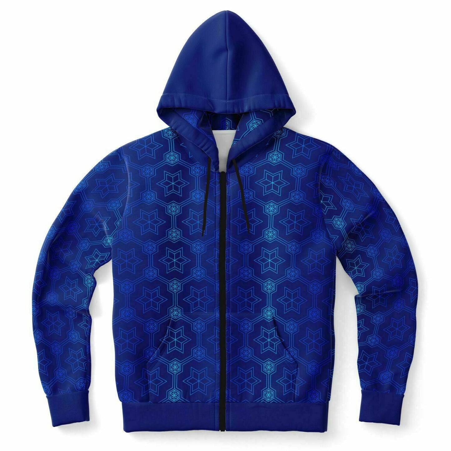 Blue Geometric 1 Zip Hoodie Unisex