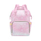 Snowflakes on Pink Glass Multipurpose Backpack/Diaper Bag