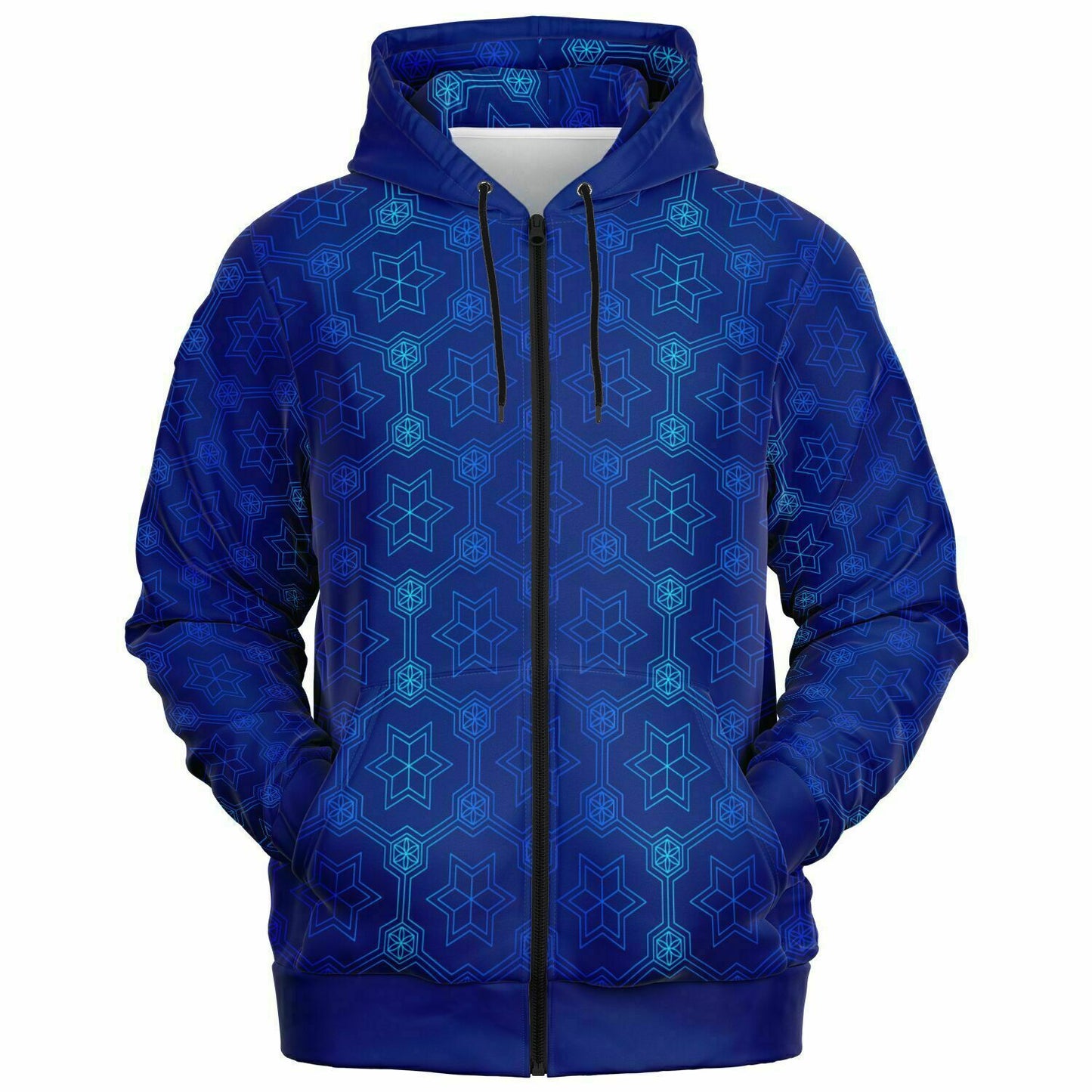 Blue Geometric 1 Zip Hoodie Unisex