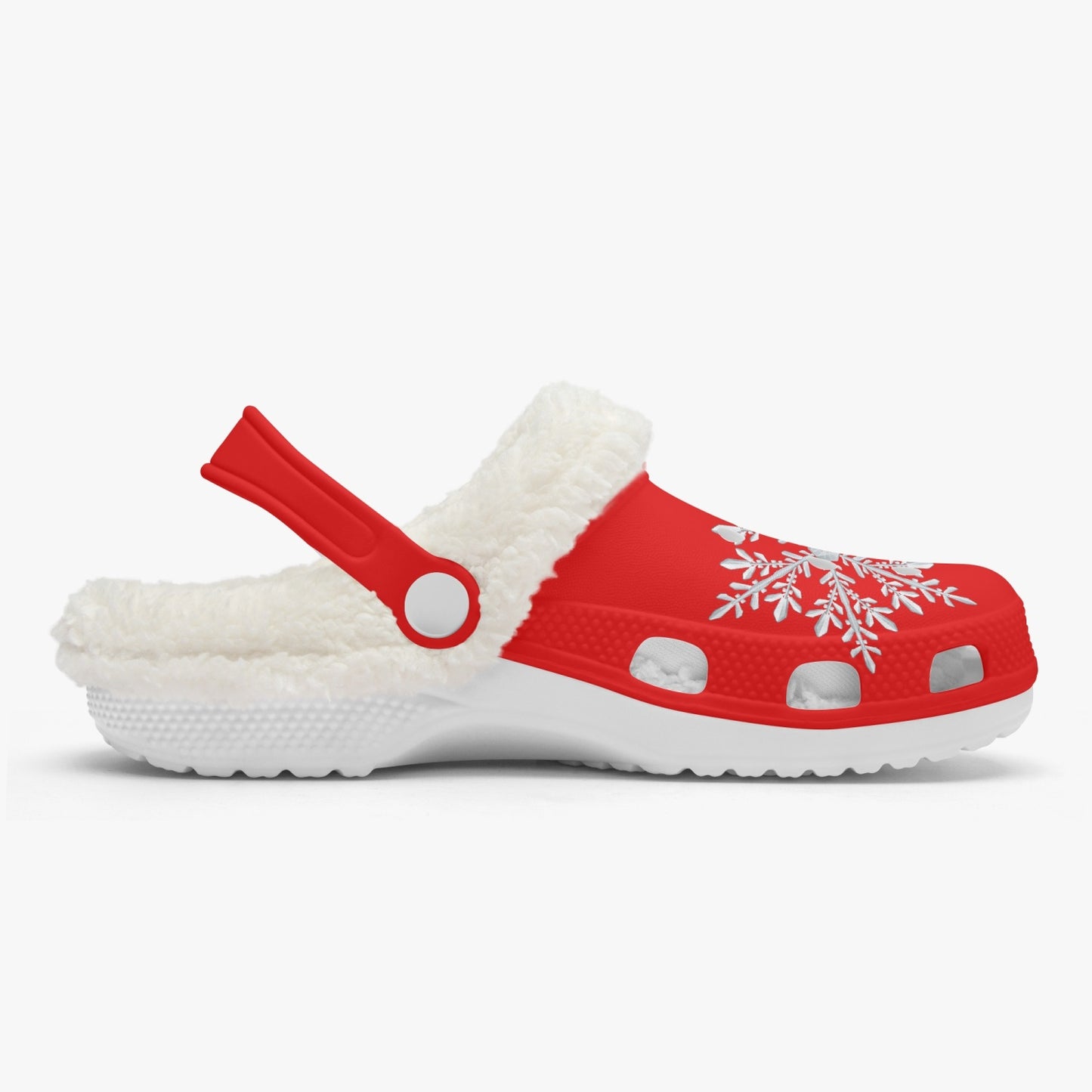 Red Snowflakes Lined  Clogs (Big Kids to Adult Sizes)