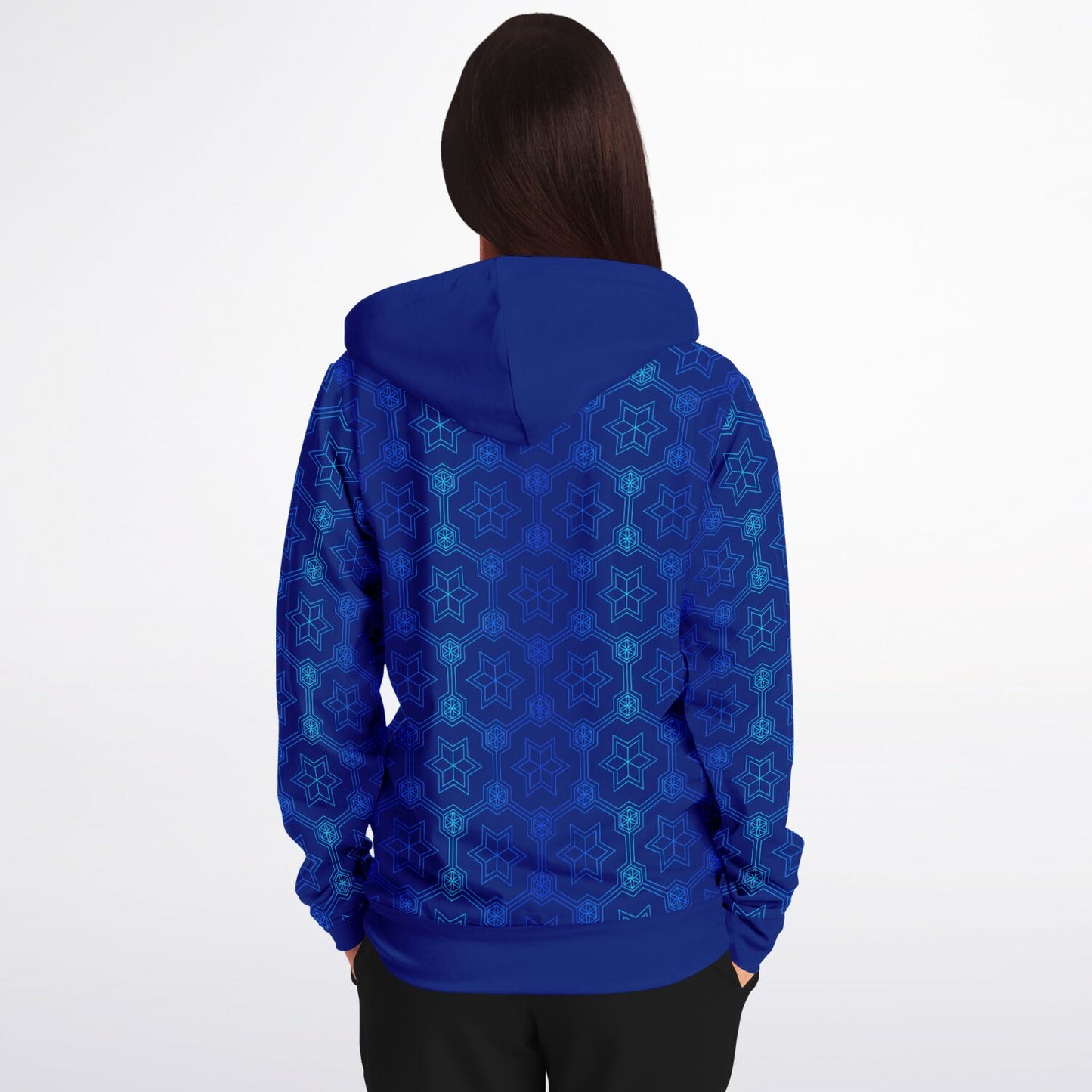 Blue Geometric 1 Zip Hoodie Unisex